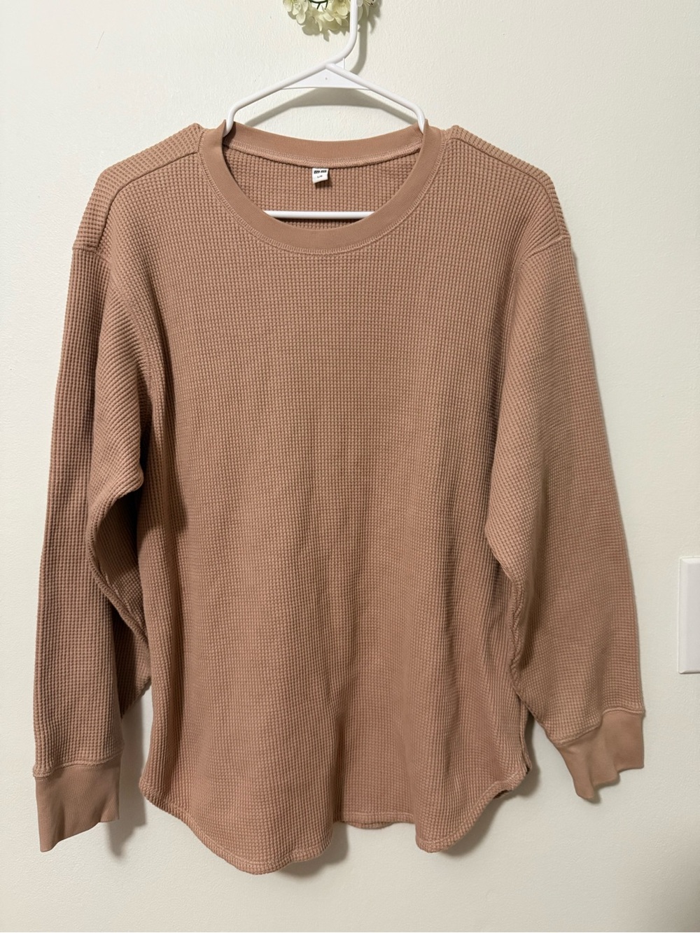 Uniqlo Women's Crewneck Waffle Knit Longsleeve - Dusty Rose